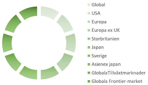 Cirkeldiagram med geografisk indelning
